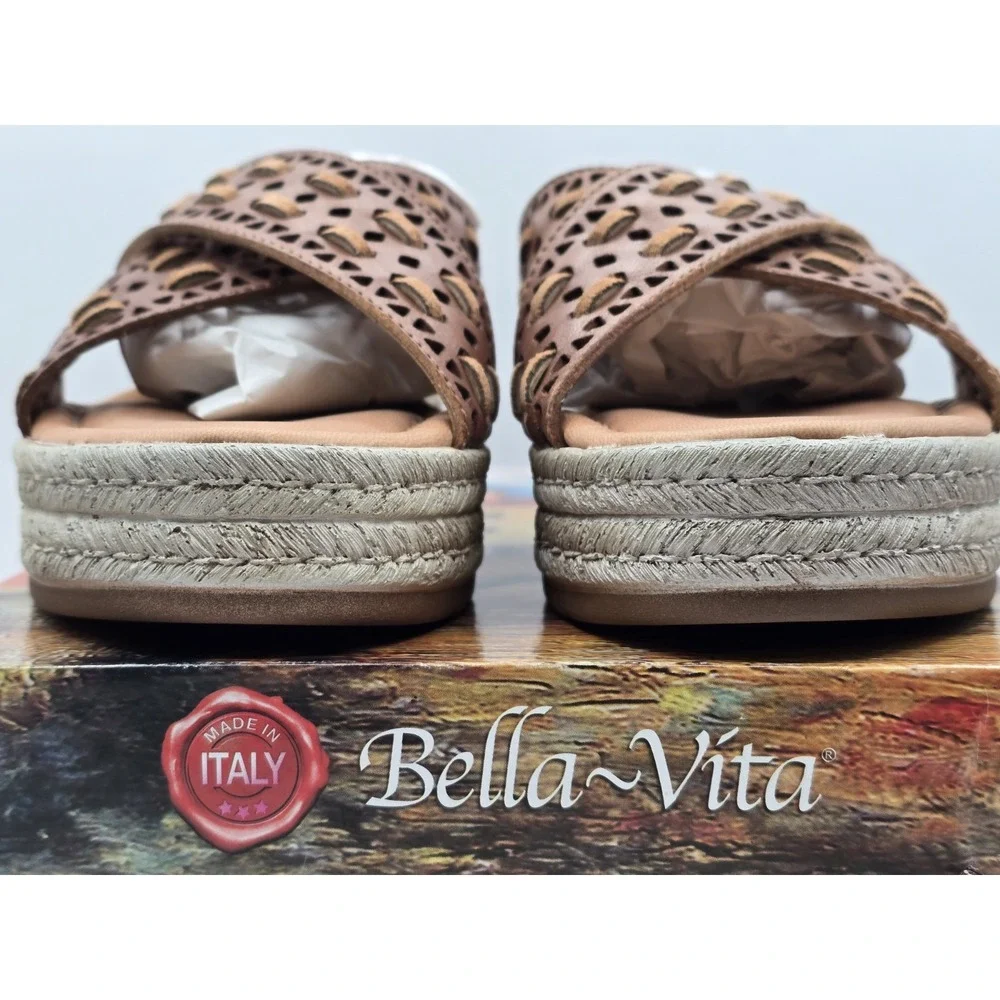 New BELLA VITA Women's Exa-Italy Espadrille Slide Sandal Suede Leather‎ Size 8 M